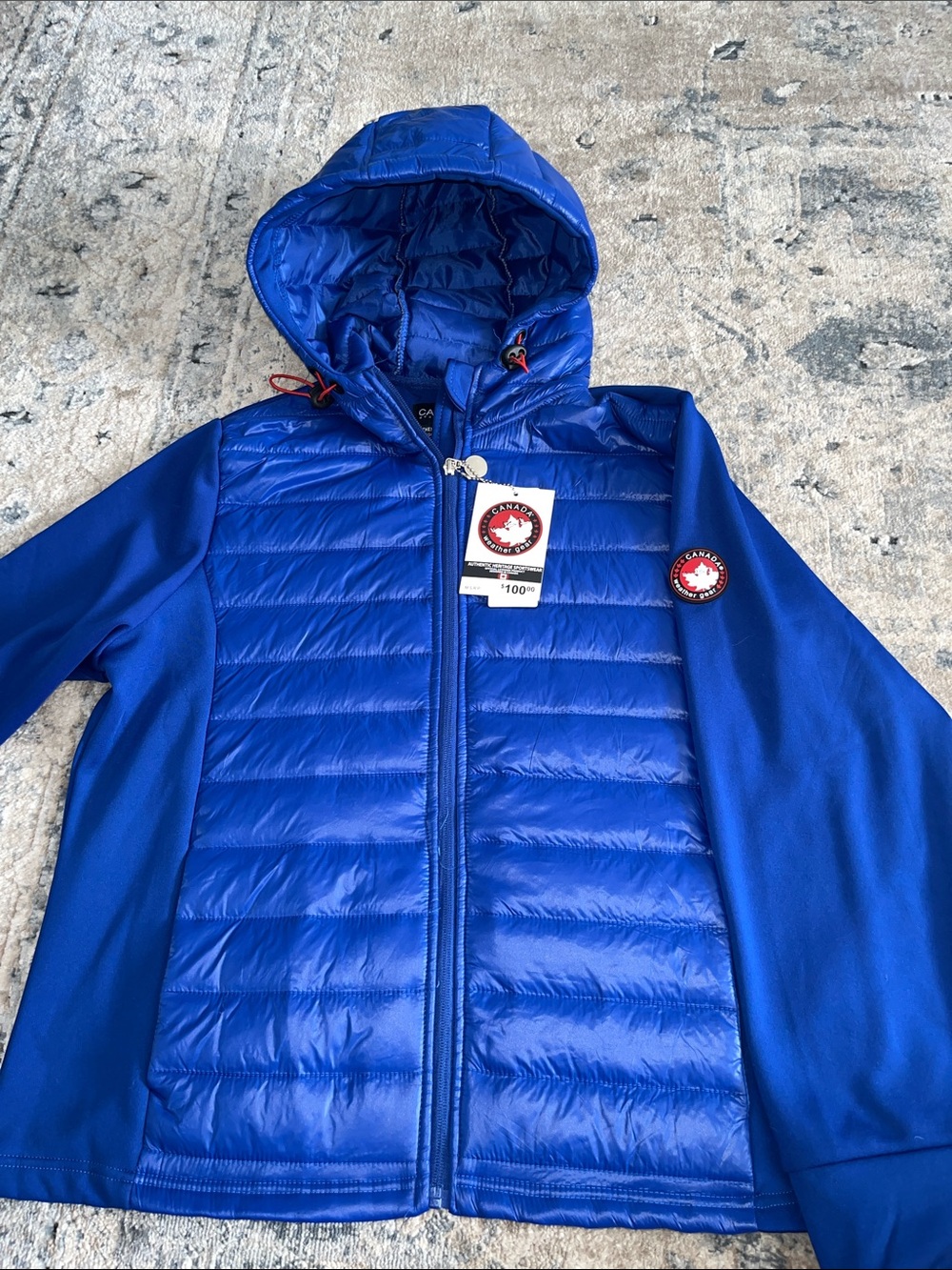 Canada Goose Blue Hybrid Puffer Jacket with Hood